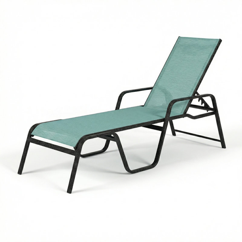 Chaise, Dupione Aquamarine Sling/Granite