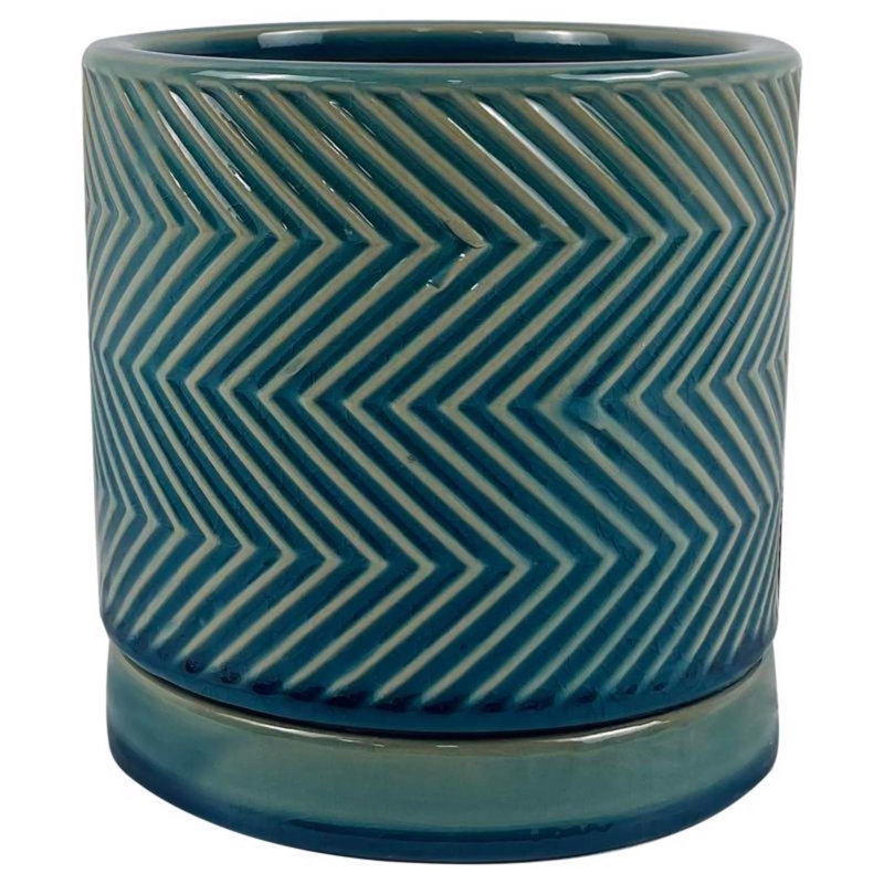  8 in. D Ceramic Cross Pattern Planter Blue, Blue