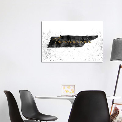 Tennessee Black And White Gold by WallDecorAddict - Wrapped Canvas Gallery-Wrapped Canvas Giclée