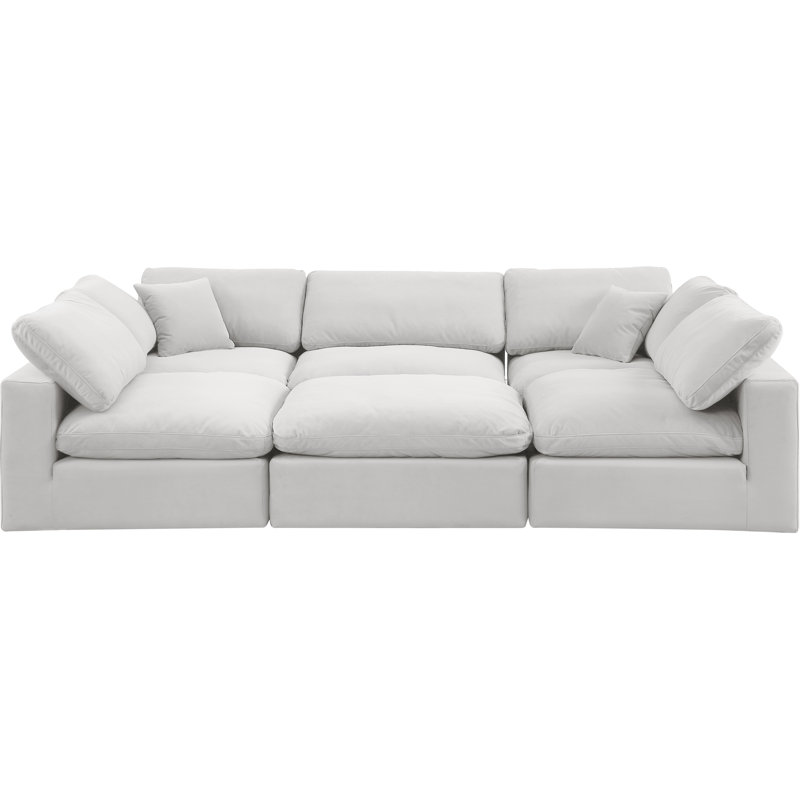 Hocroft Velvet U-Shaped Sectional Reversible, Cream Velvet