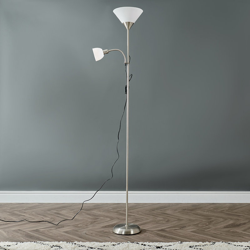 Hatton 176cm Torchiere Floor Lamp, No, Brushed Chrome