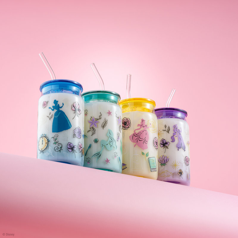 Verres avec couvercle Disney Princess Icon, 4 pièces