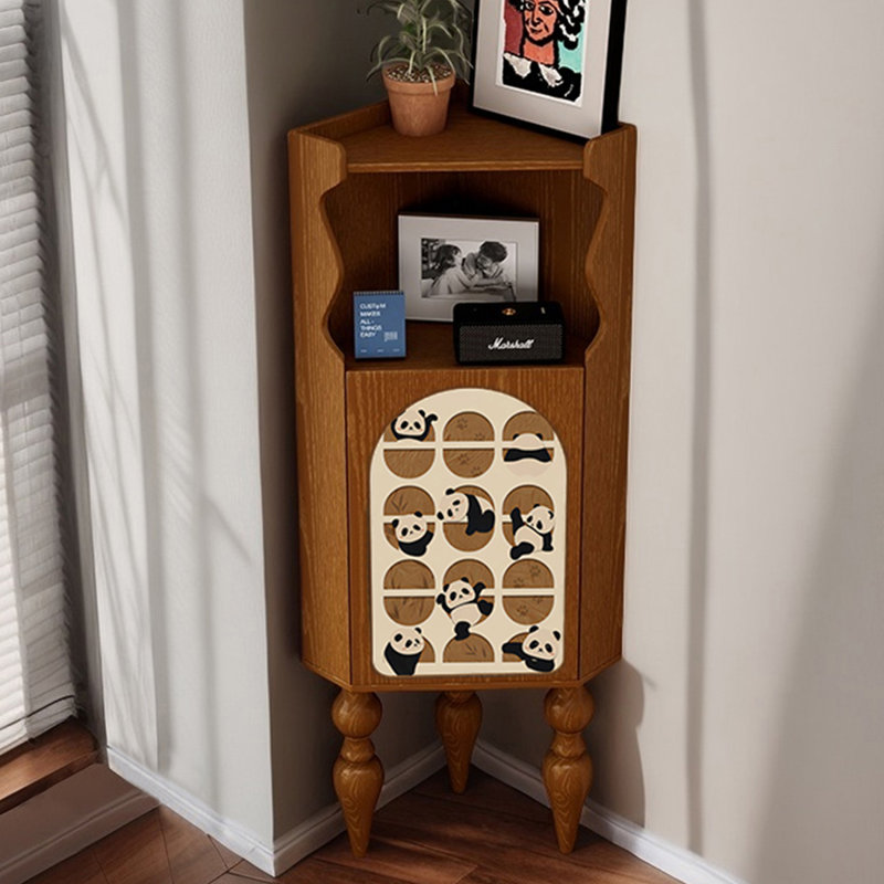 Multi-functional wooden corner bookcase, Brown