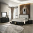 Vera Noir Modern Black Upholstered Storage Bedroom Set with LED Headboard and Matching Case Pieces