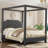 Upholstered Canopy Bed Frame with Tufted Headboard, Nailhead Trim, No Box Spring Needed-1743365752-1743365753