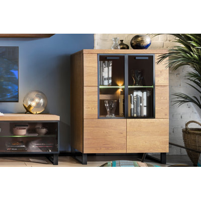 Laimondo Solid + Manufactured Oak Wood 2-Door Display Cabinet