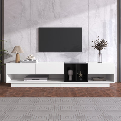 Meuble télé Cresthill moderne ultrabrillant avec rangement intelligent et structure robuste