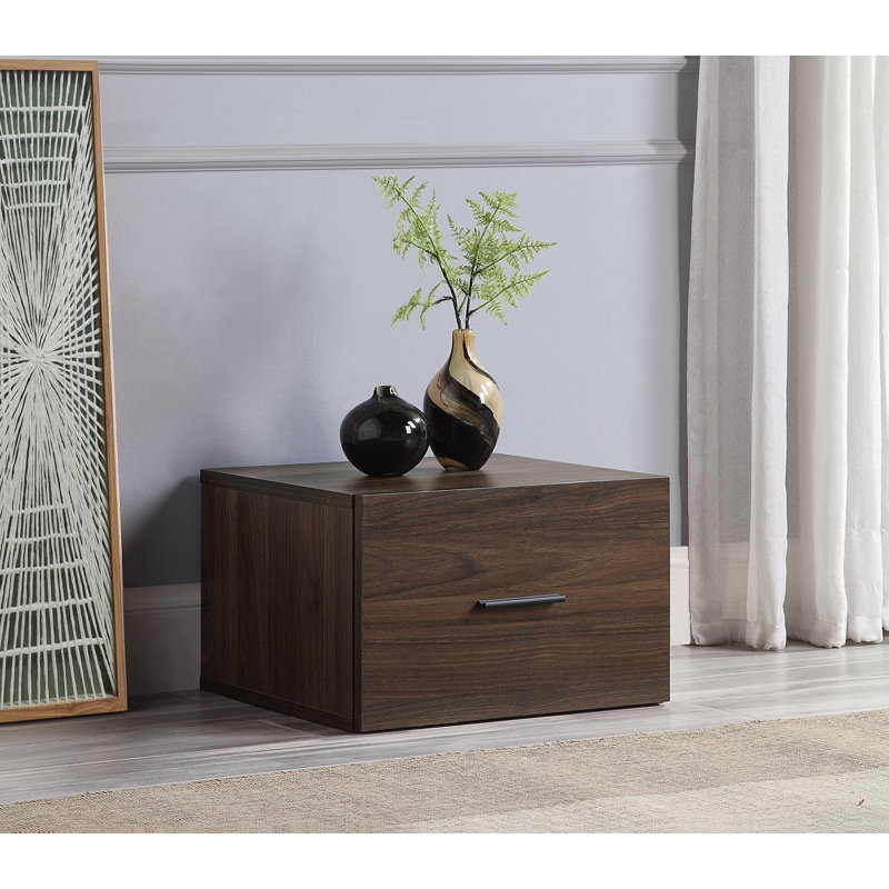 Georgene Industrial Square Modular-Storage Drawer in Walnut