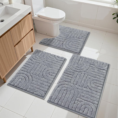 Bathroom Rugs Sets 3 Piece, Microfiber Bath Mat Set