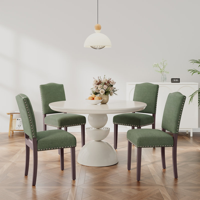 Chaises de salle à manger rembourrées Parsons, chaise d'appoint en lin, Green