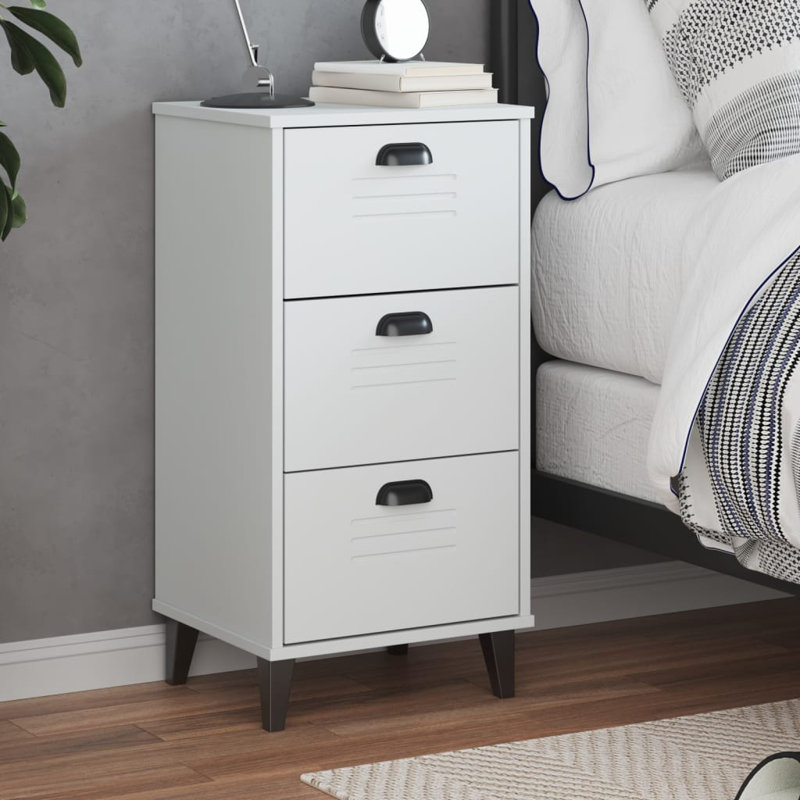 Angelice 40cm W Plastic Bedside Table, White