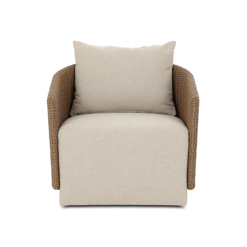 Maven Outdoor Swivel Lounge Chair, Alessi Buff, Faux Dark Hyacinth