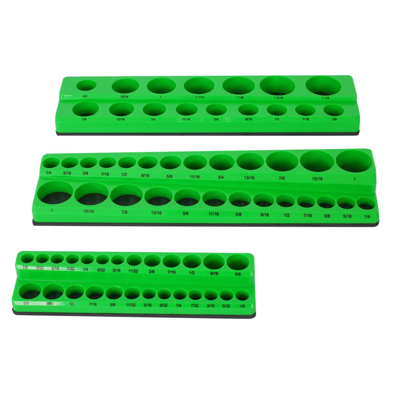 Ensemble de plateau de rangement magnétique SAE SAE - Support en plastique vert pour le rangement des outils mécaniques