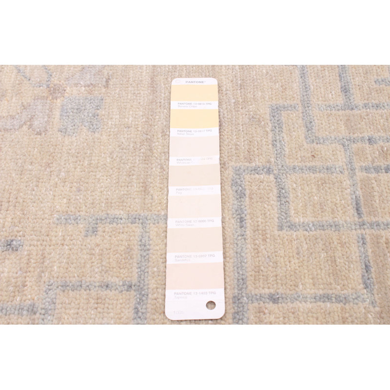 Tapis oriental kaki clair en laine noué à la main 4 pi x 6 pi Anatolian, Rectangle 8 pi 4 po x 10 pi