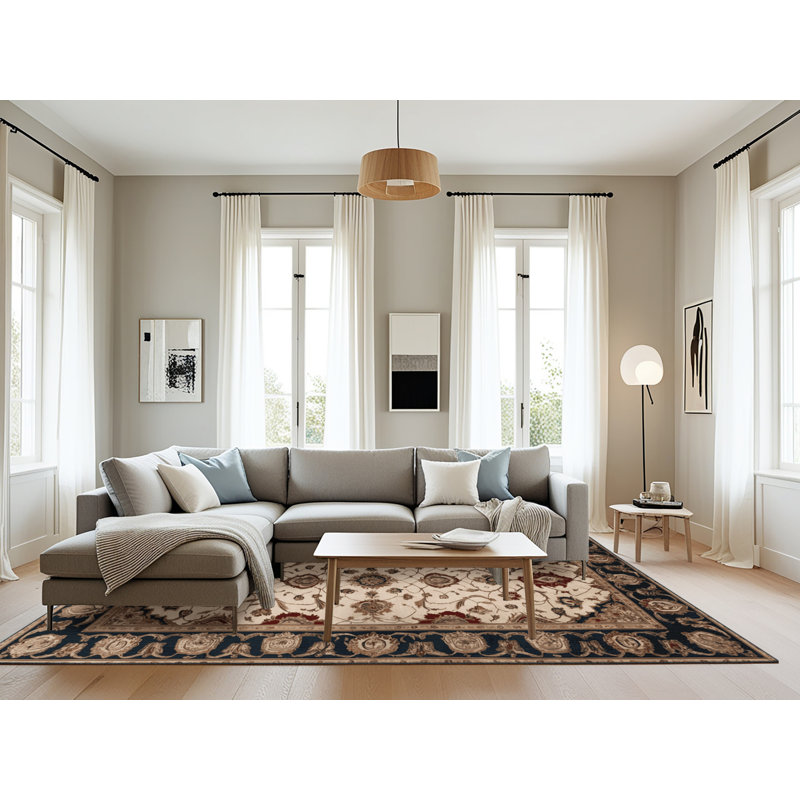 Tapis brun français lavable à la machine, Rectangle 6 pi x 9 pi