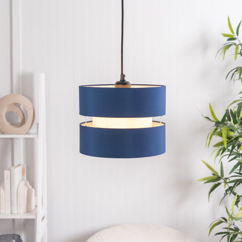 19cm H Blended Fabric Drum Pendant Shade, Navy