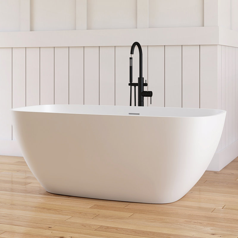 Forma 59'' Freestanding Bathtub Solid Surface Freestanding Soaking Tub