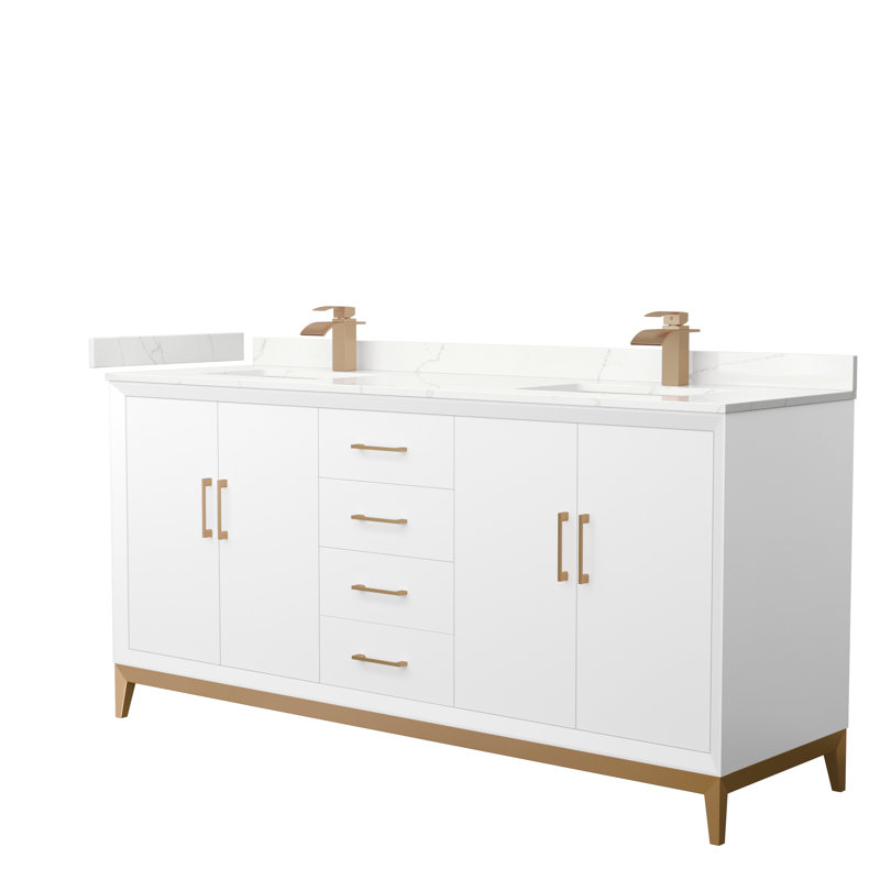 Amici 72'' W Double Vanity, Giotto Quartz, Brushed Nickel