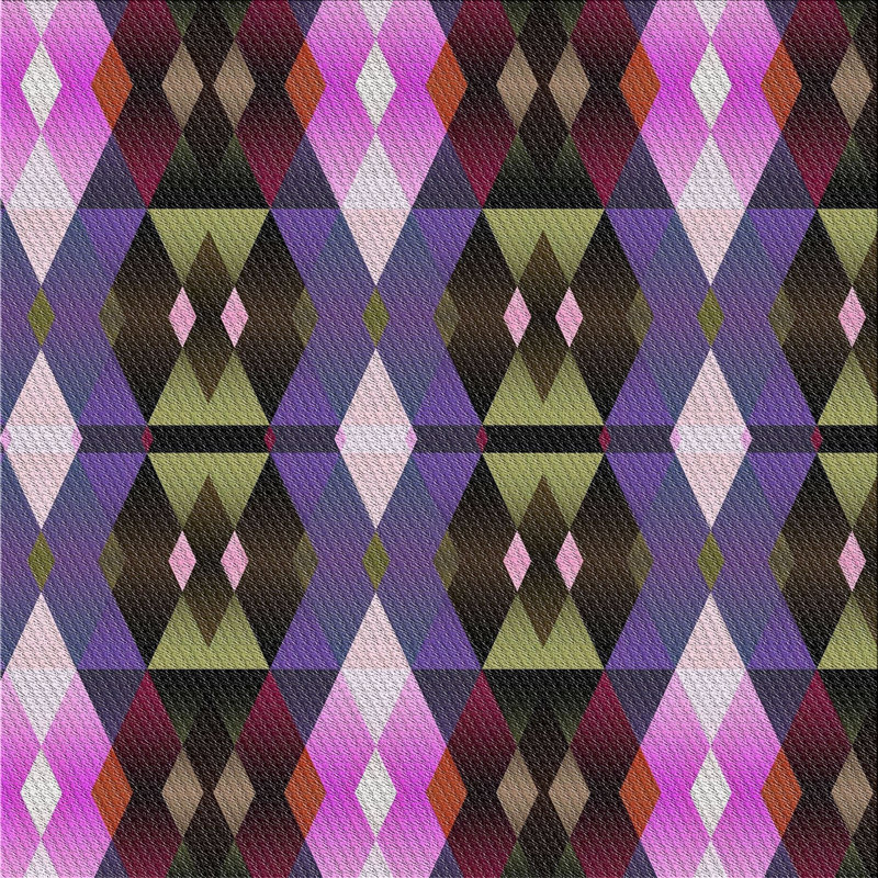 Tapis à motif rose/bleu/olive zone, Carré 3 pi