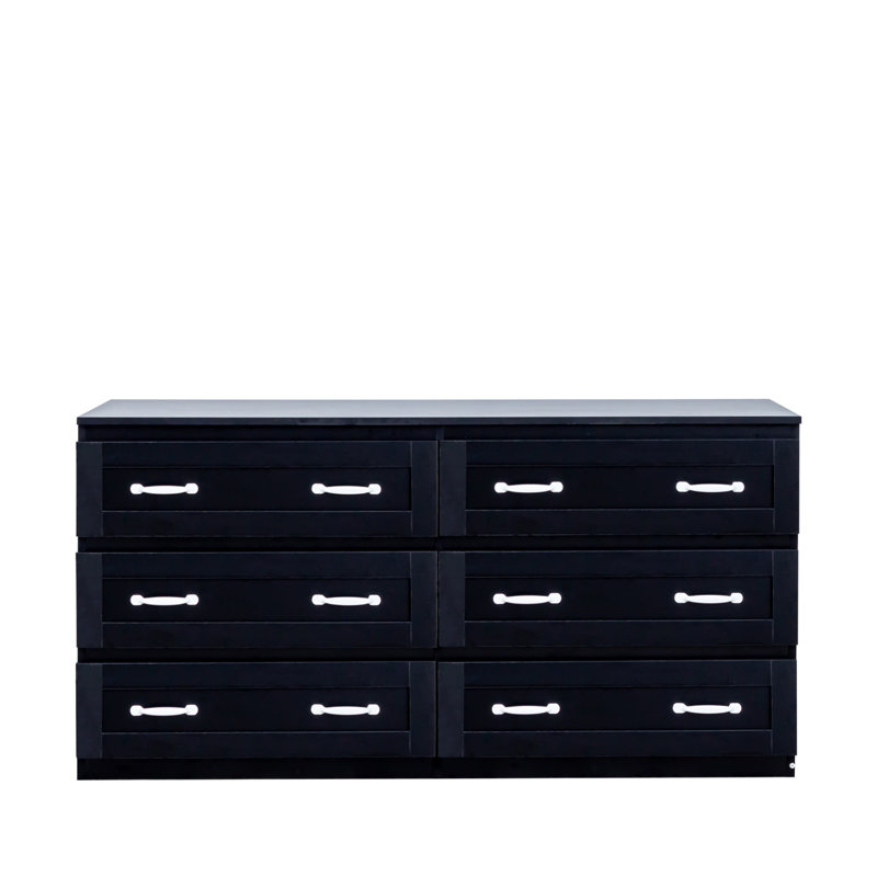 Commode d'appoint moderne noire à 6 tiroirs, Noir