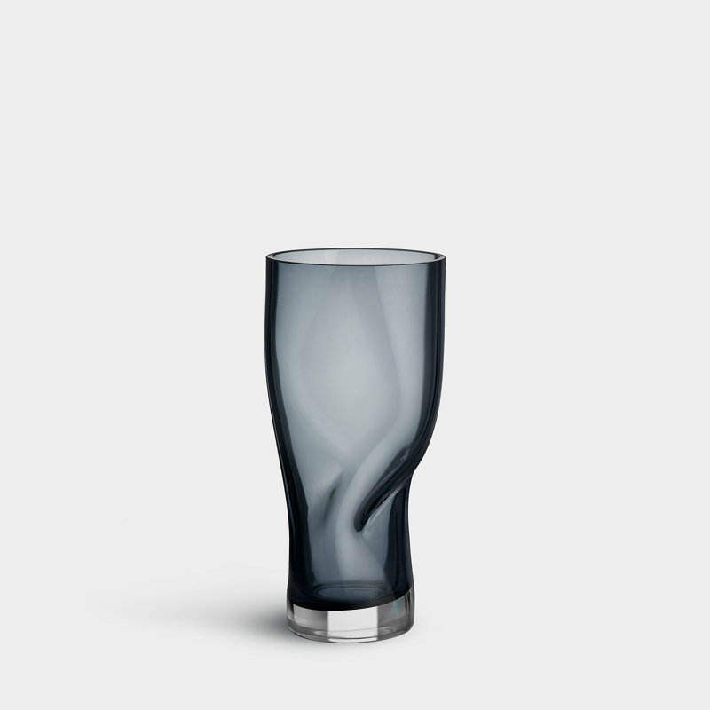 Vase de table en verre Squeeze Bloom, Bleu/Gris, Hauteur totale - 9,06 po