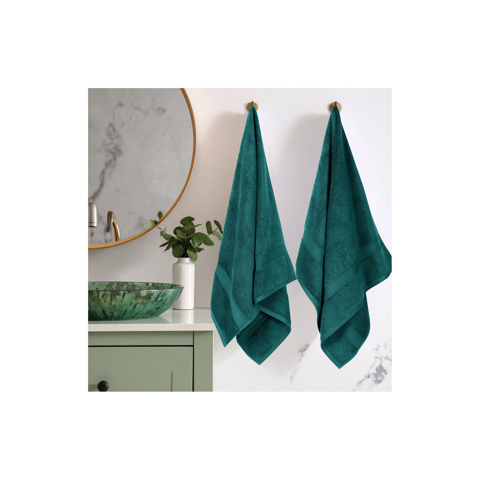 Renata 800 GSM 2 Piece Certified Egyptian Cotton Bath Towel Set , Teal