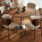 Mariyum Ash Round Solid Wood Top Metal Base Dining Table