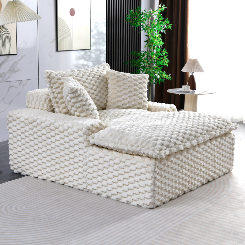 Canapé inclinable à compression 51,2 po Boneless, Blanc