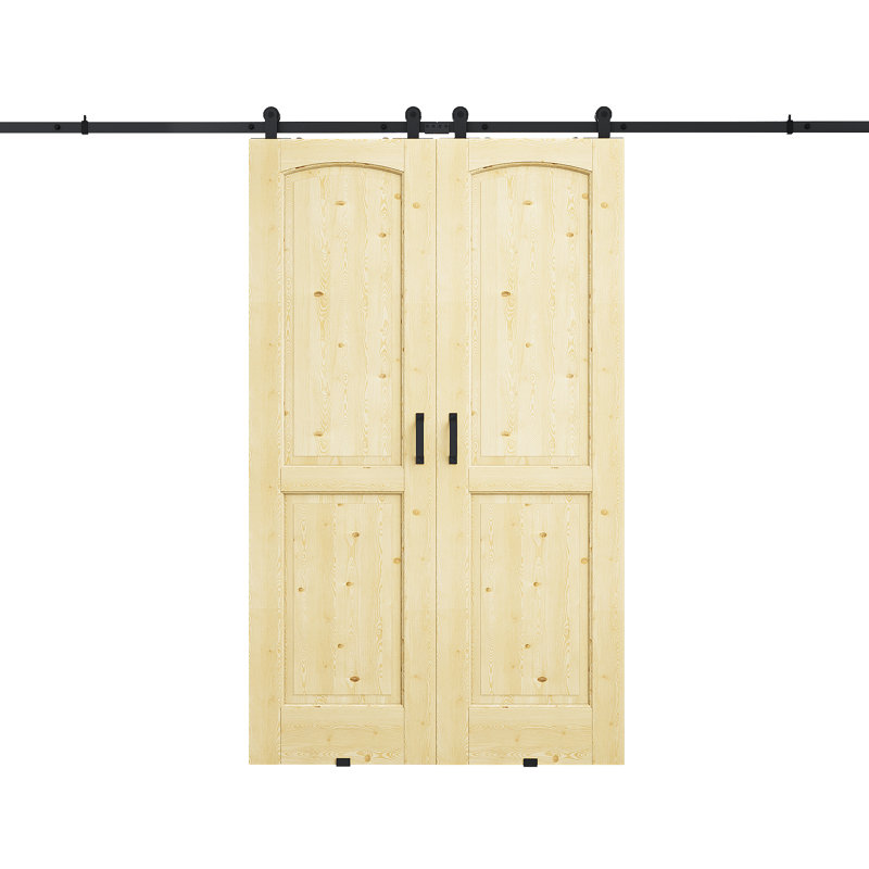 2 x 24 po x 80 po 2 panneaux de pin à surface non finie avec toute la quincaillerie de porte de grange, 48in.x 80in.