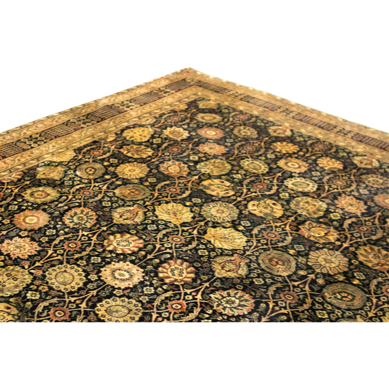 Hand Knotted Wool Area Rug in Black