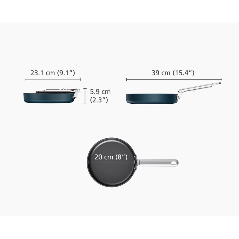 Joseph Joseph Space Ceramic Non-Stick Frying Pan with Folding Handle, 8"