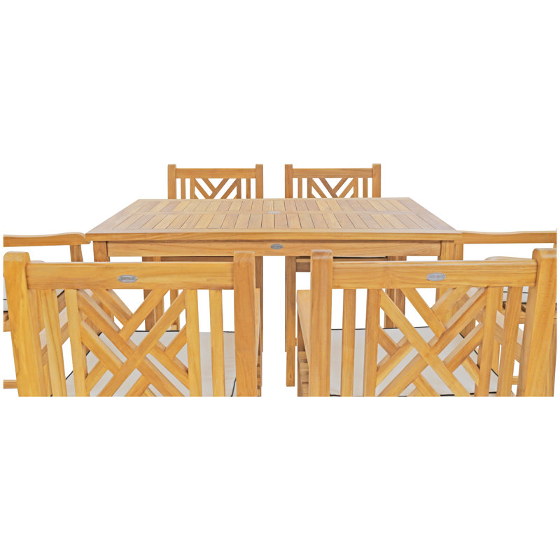 Ensemble bistro rectangulaire en teck pour 6 personnes 55 po