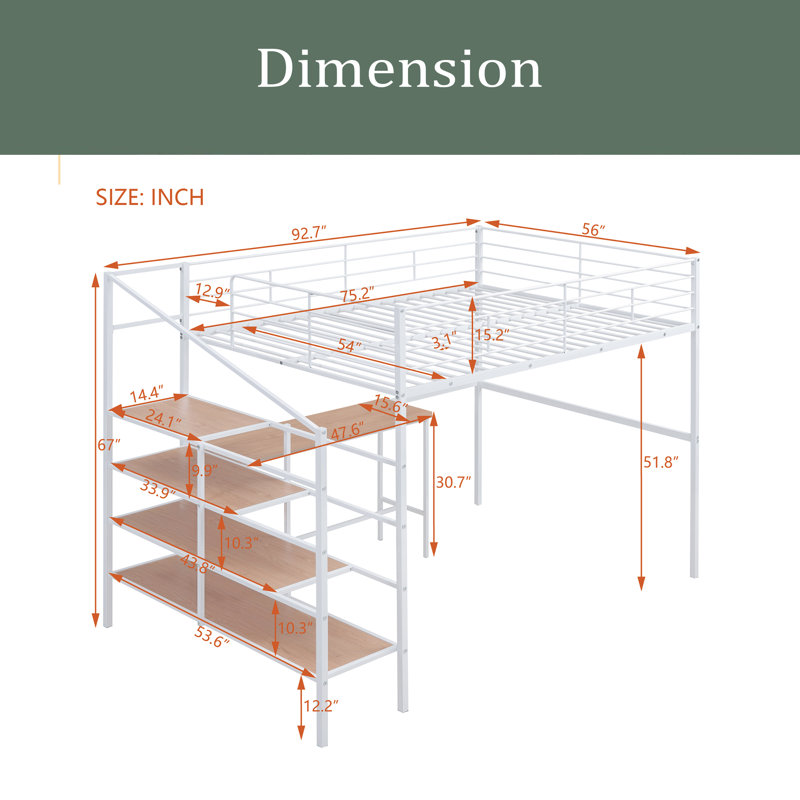 Lit mezzanine double Dannicka Kids, Blanc