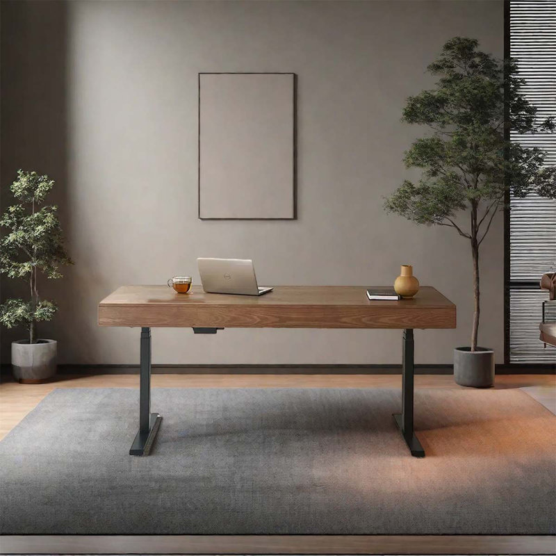 Bureau électrique à hauteur réglable, bureau en bois massif, H 28,35 po x l 55,12 po x P 23,62 po