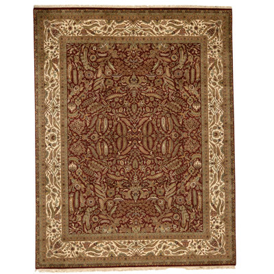 Tapis rouge et crème noué à la main de haute qualité