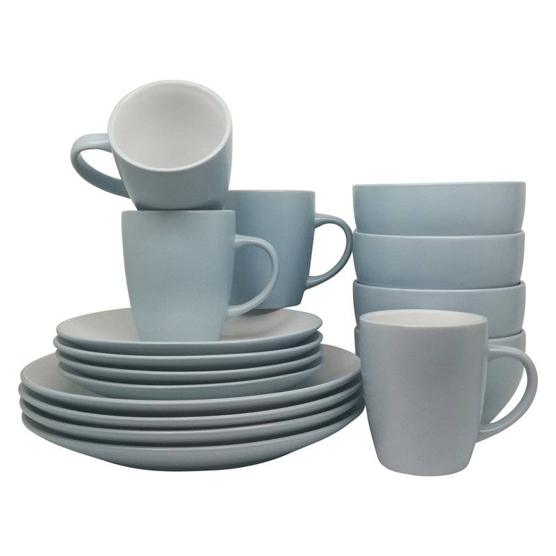 16 Piece Dinnerware Set, Service for 4, Blue/White