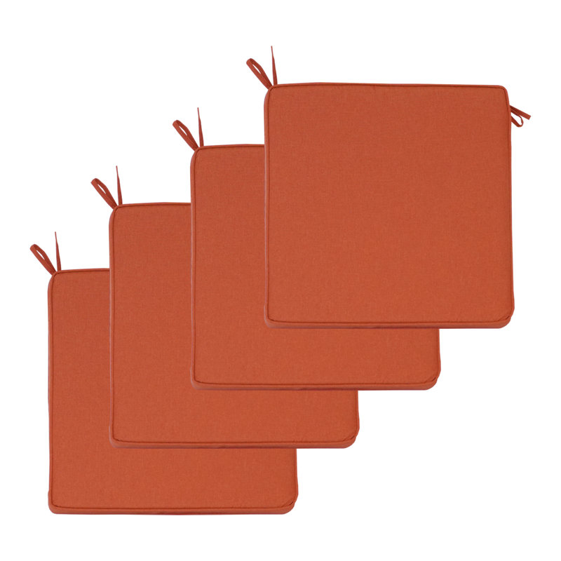Coussins de siège de patio extérieur 51 x 51 x 8 cm, ensemble de 4 - Orange brûlé, Orange brûlé