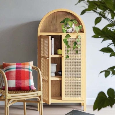 Bibliothèque à double porte en rotin anti-poussière