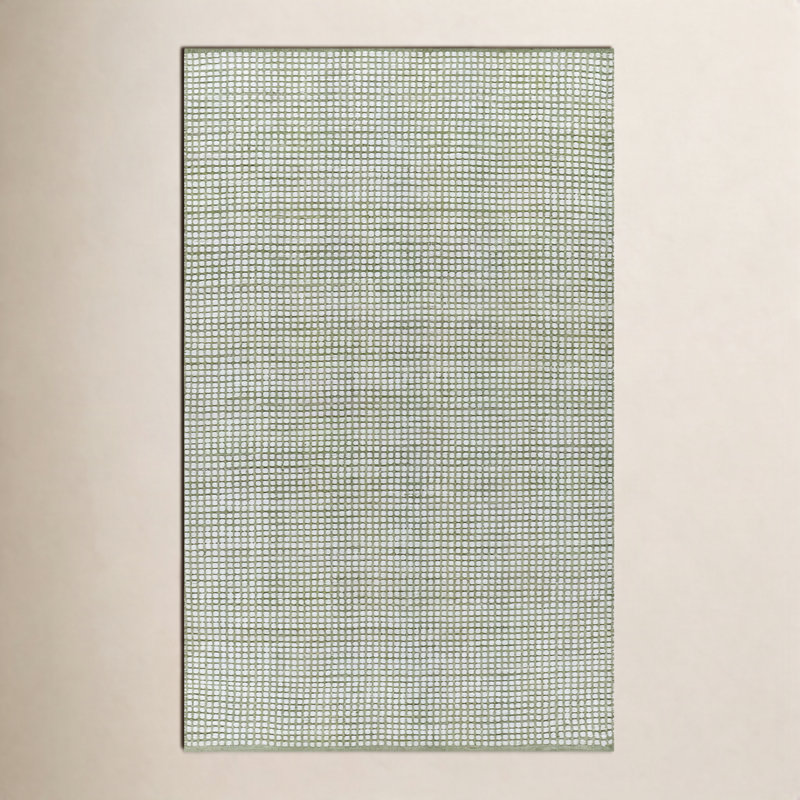Tapis d'extérieur vert tissé à la main en acrylique 7 pi 10 po x 9 pi 10 po, Rectangle 7 pi 10 po x 9 pi 10 po