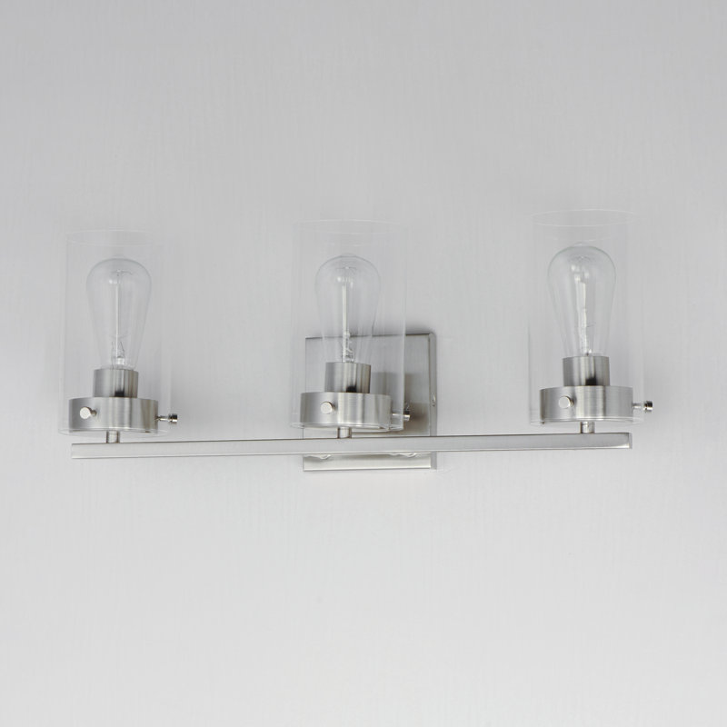 3 - Light Dimmable Vanity Light, Satin Nickel