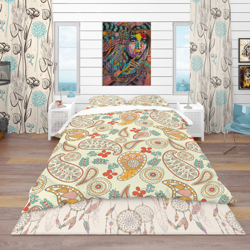 Ensemble de housse de couette rétro, Housse de couette très grand + 2 taies décoratives