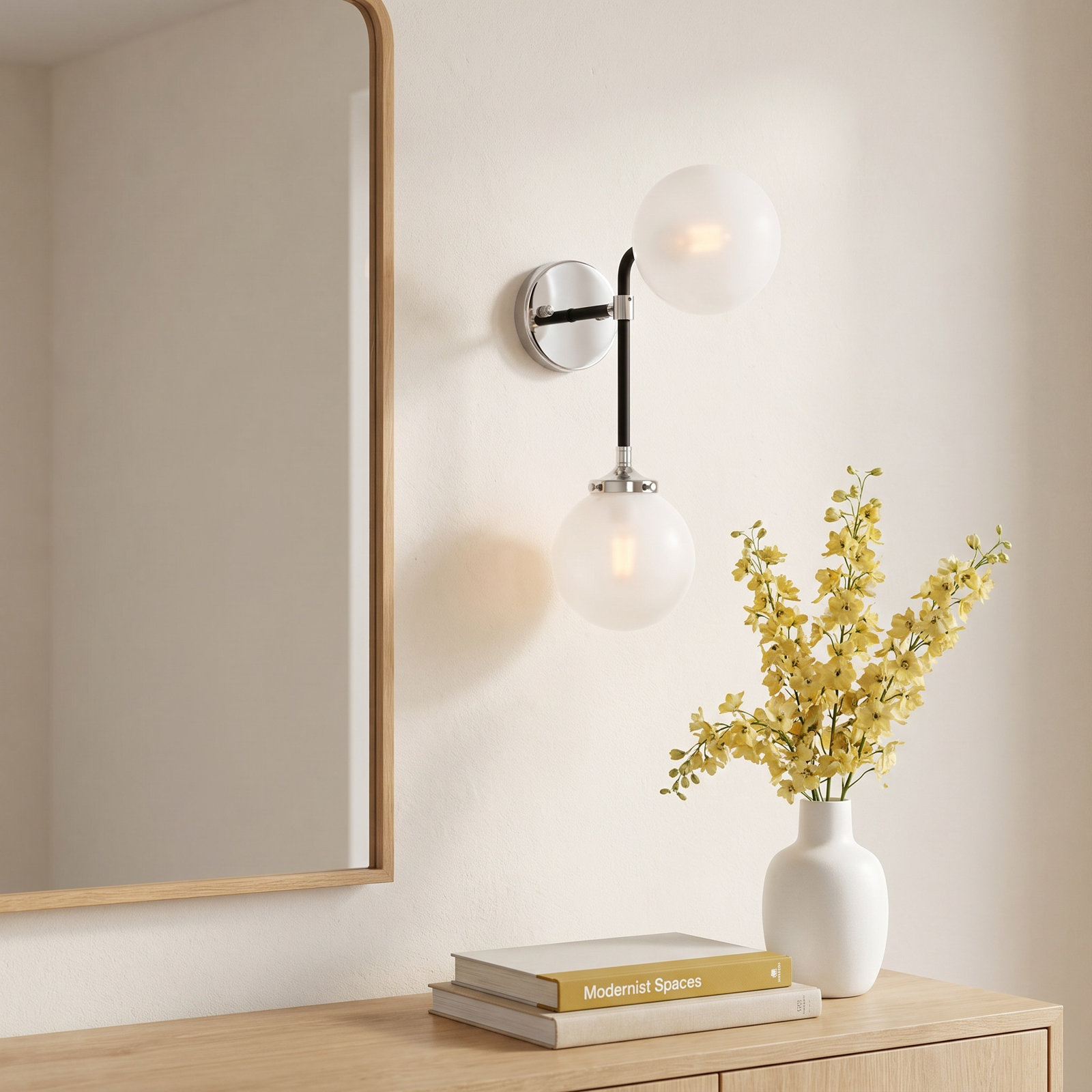 Balko 2 Light Glass Dimmable Armed Sconce