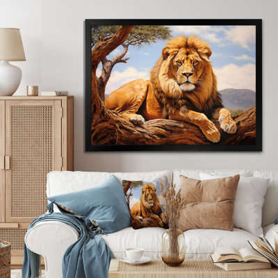 «Lion Savannah Majesty Oil II», reproduction d'art sur toile