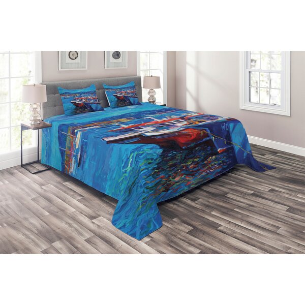 Bless international Fishing Rustic Microfiber Coverlet Set