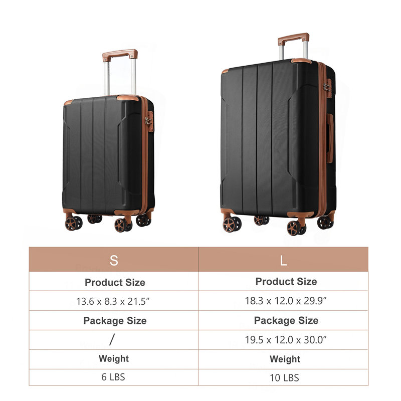 Ensemble de valises Hardshell ABS 2 pièces extensible avec roulettes TSA Lock pour hommes femmes