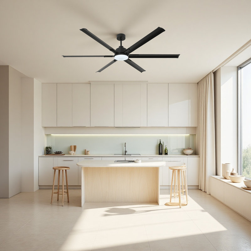 72" Modern Ceiling Fan with LED Light, 6 Aluminum Blades, DC Motor, Acrylic Shade, Remote Control for Living Room, Dining Room or Kitchen Eating Areas