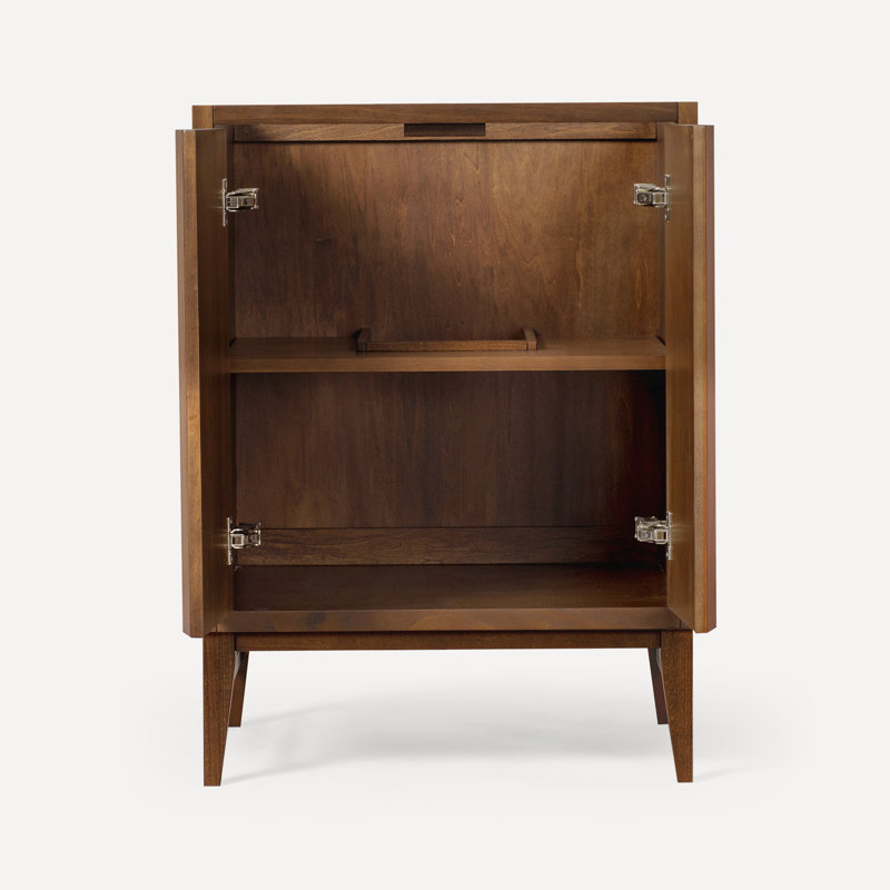 Meuble-lavabo 24 po avec comptoir en pierre de quartz Sinca, Noir lave, Noyer, Trois trous