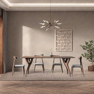 Creative solid wood rectangular dining table set
