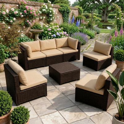6 - Person Wicker Patio Dining Set Oval Table