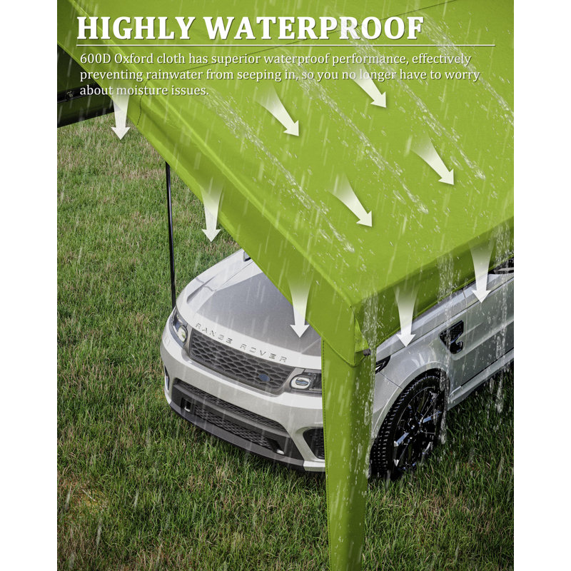 Carport Canopy Replacement Cover With Ball Bungees (Frame Is Not Included), 112.8" H x 144" W x 240" D, Grass Green
